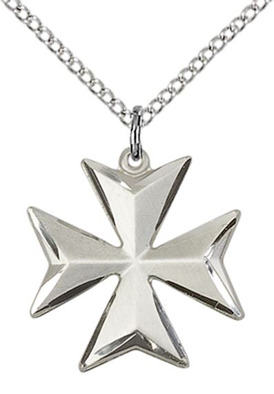 STERLING SILVER MALTESE CROSS PENDANT WITH CHAIN